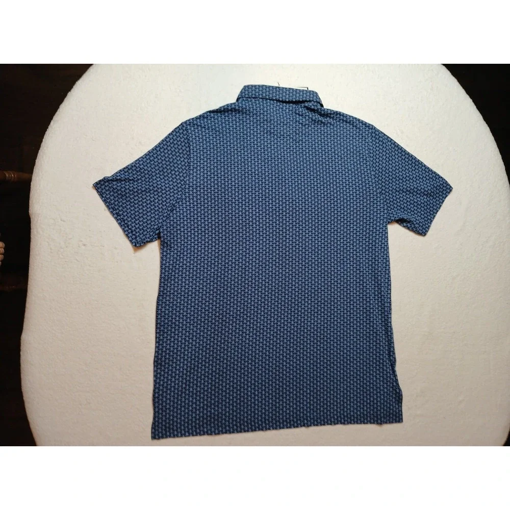 NWT Polo Ralph Lauren Mens Large L Navy Blue Geometric Micro Print Polo Shirt